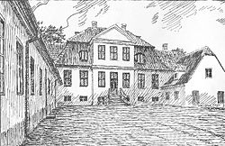 Hellebækgaard. Tegning i  Illustreret Tidende 1923