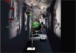 Skitse af en del af temaudstillingen med arbejdstitlen "Krigens Skygge" i det nye søfartsmuseum. Foto: Kossmann.dejong
