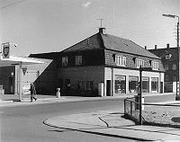 Trækbanen 1960. Benzintanken og ejendommen er revet ned. Foto: Hauch