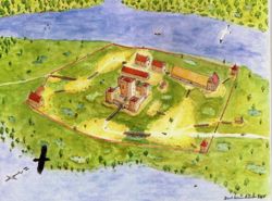 Gurre Slot en forårsmorgen i 1400-årene, inden borgens beboere rigtig er vågnet