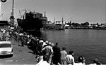 Stabelafløbning M/S Dorte Skou 13/6 1968. Foto: Jørgen Rubæk Hansen