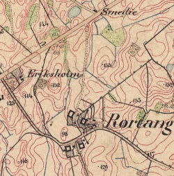 Kort over Rørtang landsby 1857