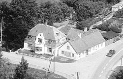 Plejelt købmandshandel fotograferet i 1959