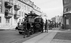 Brandbil fotograferet på Stubbedamsvej i 1947