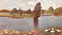 En af planteskolens specialiteter var åkander - her ses et parti fra Storesø, malt i 1915
