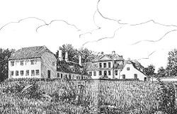 Hellebækgaard. Tegning i Illustreret Tidende 1923