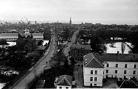 Udsigt over Helsingør fra højhuset Slotsgården. Foto: Jørgen Rubæk Hansen 17/1 1964