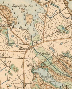 Udsnit af topografisk kort fra 1898 visende Klavsbro
