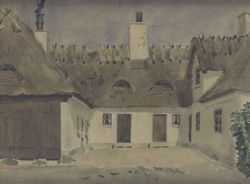 Akvarel af "Mariehøj", Mørdrupvej 74, Mørdrup, som den lille trelængede ejendom tog sig ud i 1939.Tilhører Helge Mørdrup Jensen.