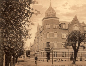 Allégade ca. 1900-1910 - set fra hjørnet af Kronborgvej