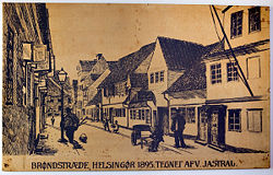Brøndstræde 1895. Tegning af V. Jastrau