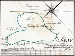 Kortet over Hornbæk Sø, eller Horneby Sø, som den retteligt kaldes af landinspektør Johannes Goos, er opmålt og tegnet i 1794. Originalkort i Helsingør Byhistoriske Arkiv