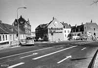 Krydset Kongevejen-Svingelport-Jernbanevej blev lysreguleret i 1975. Foto: Anne-Sofie Rubæk 17/3 1975